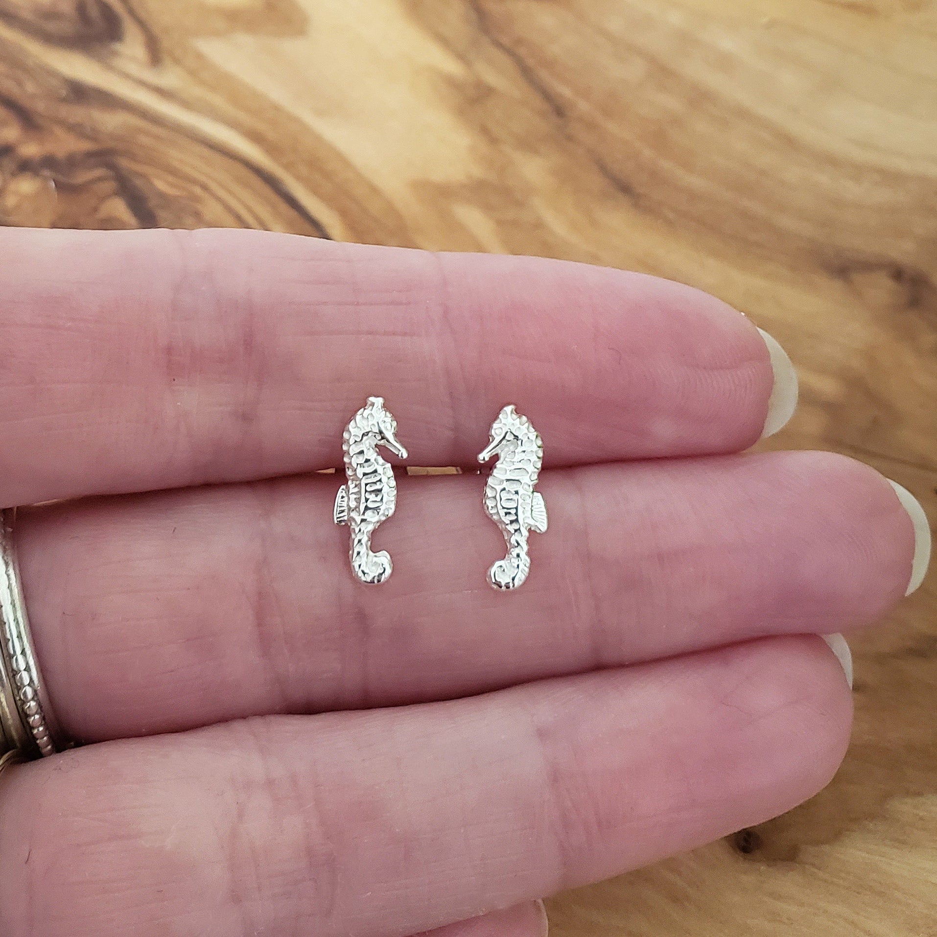 Sterling Silver Seahorse Stud Earrings | Ocean-Inspired Animal Jewellery
