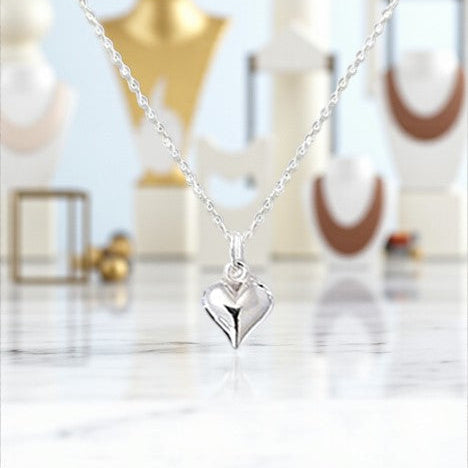 Puffy Heart Necklace 925 Sterling Silver – Elegant Jewellery Gift