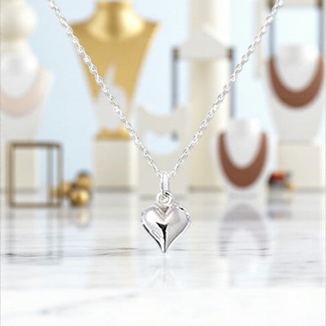 Best Friend Puffy Heart Necklace in Sterling Silver 925 | Personalised Jewellery Gift