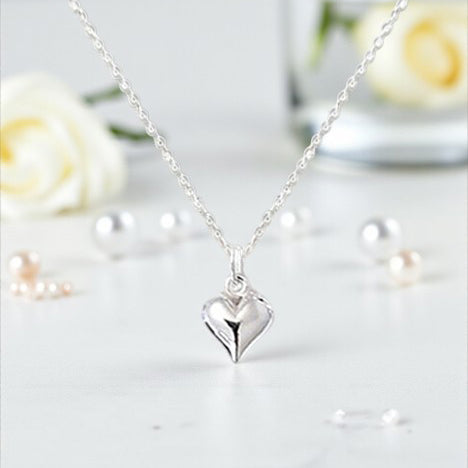puffy heart necklace sterling silver 925