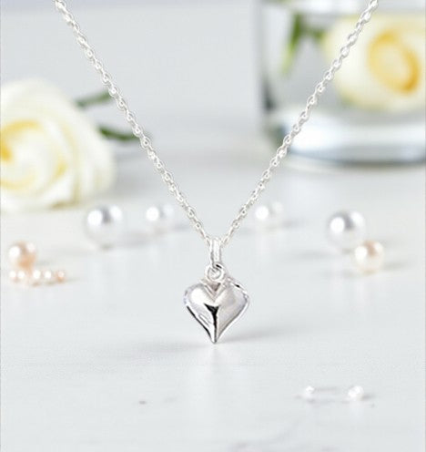 Granddaughter Puffy Heart Necklace in Sterling Silver 925 | Personalised Jewellery Gift