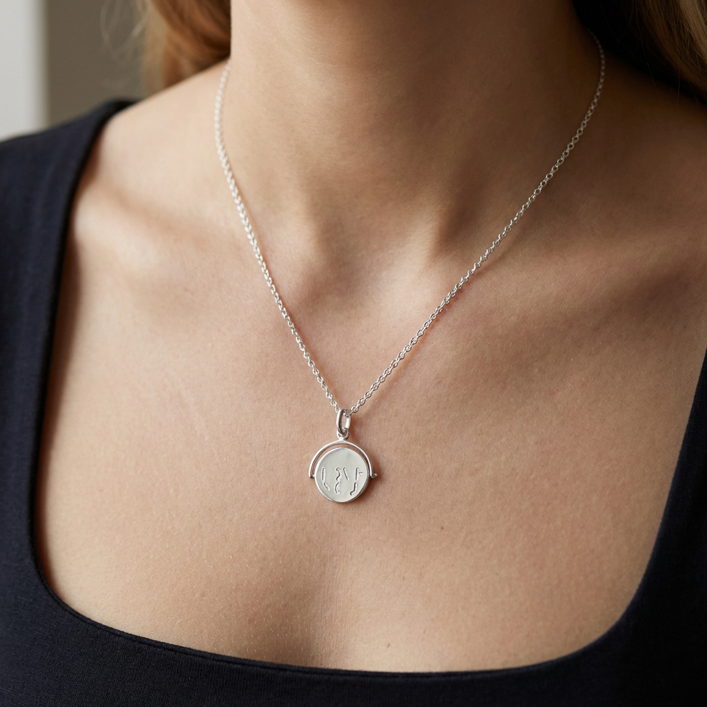 Spinner Necklace with Hidden "I Love You" Message in Sterling Silver 925 | Personalised Jewellery Gift