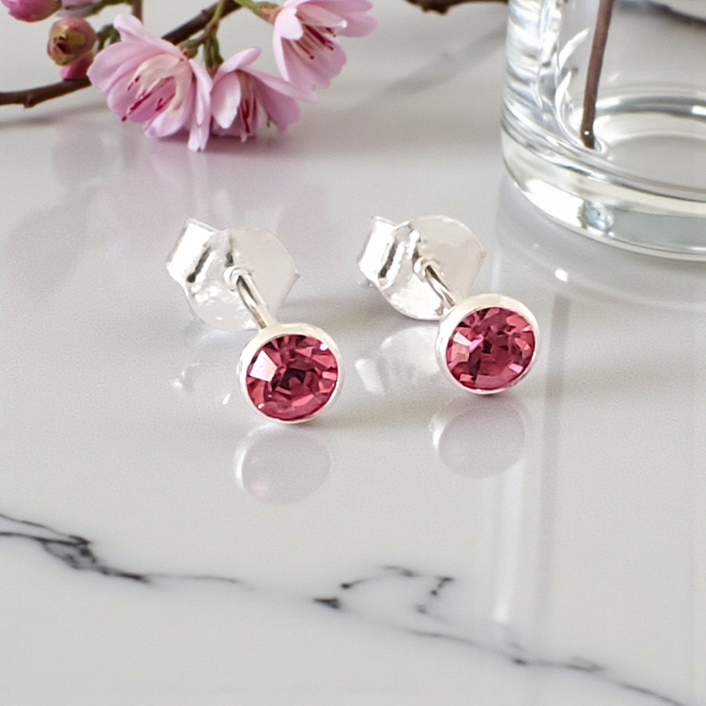 Granddaughter Crystal Birthstone Earrings in Sterling Silver 925 | Personalised Jewellery Gift
