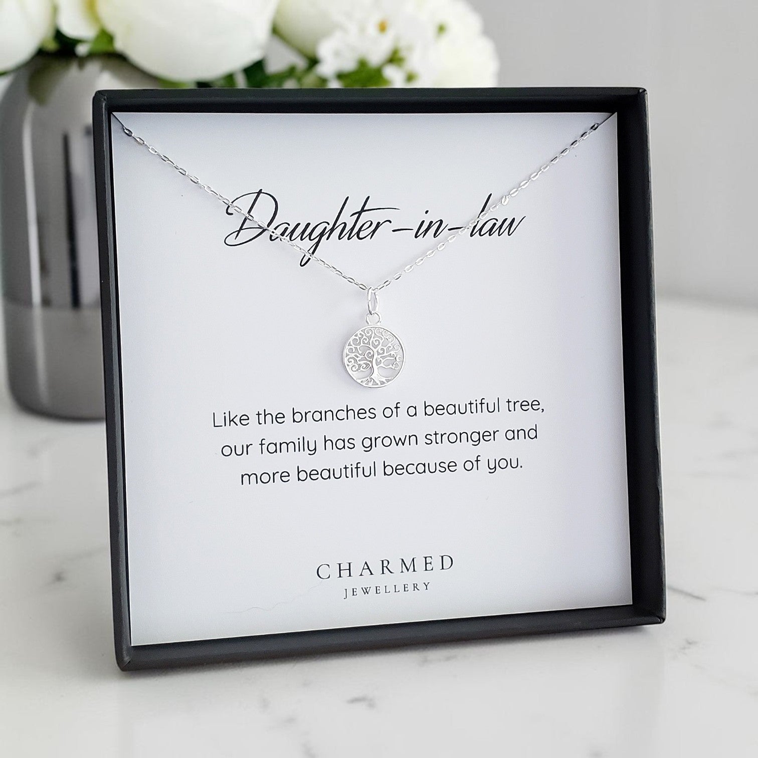 Daughter-in-Law Tree of Life Necklace in Sterling Silver 925 | Personalised Jewellery Gift