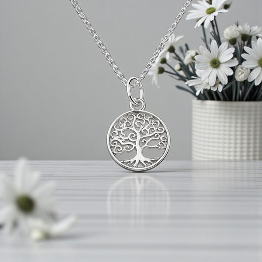 Tree of Life Necklace 12mm in Sterling Silver 925 | Meaningful Jewellery Gift