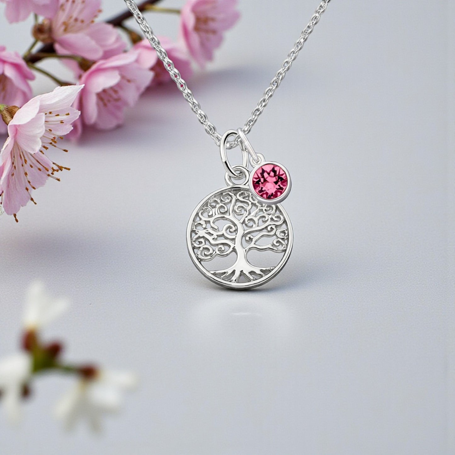 Mother of the Groom Tree of Life Necklace with Crystal Birthstone | Sterling Silver 925 | Personalised Jewellery Gift