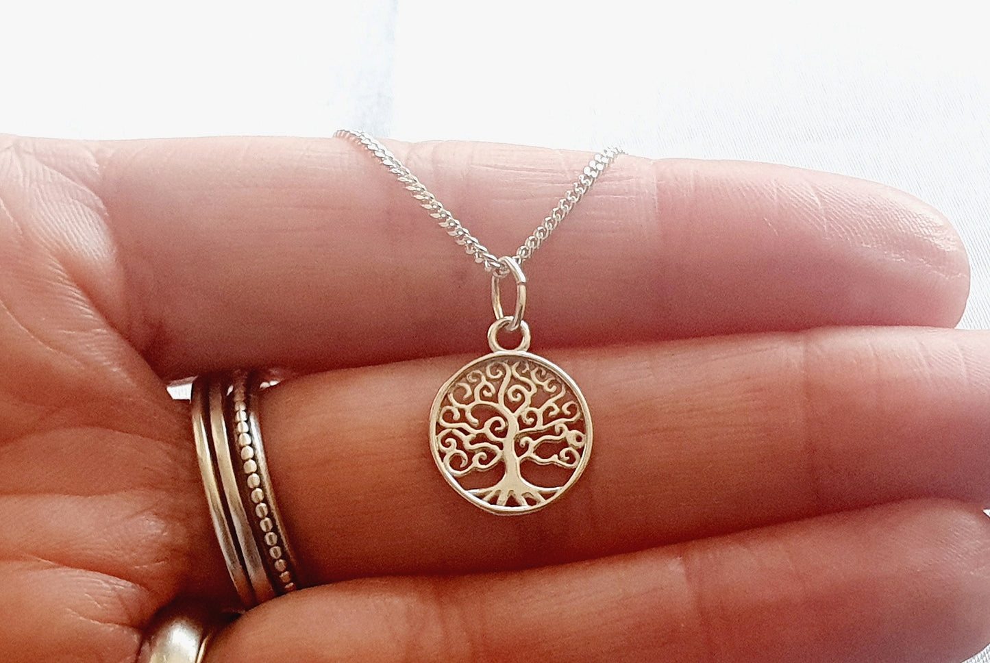Tree of Life Cross Necklace in 925 Sterling Silver