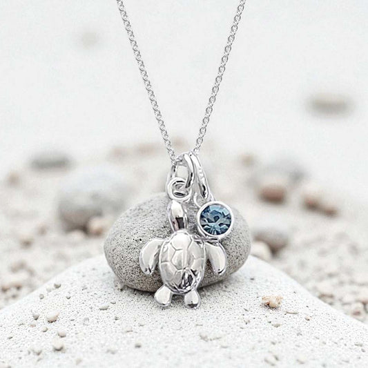 Turtle Necklace with Birthstone | Sterling Silver 925 | Personalised Jewellery Gift