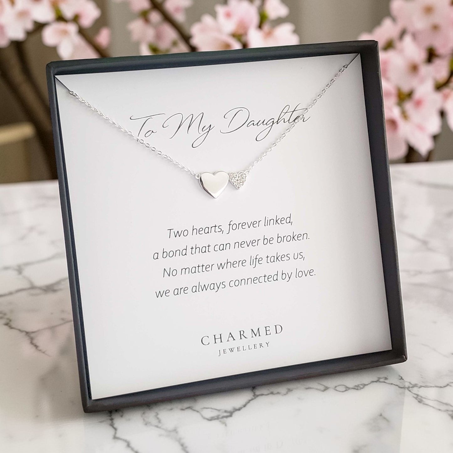 To My Daughter CZ Heart Necklace | Sterling Silver 925 | Personalised Jewellery Gift