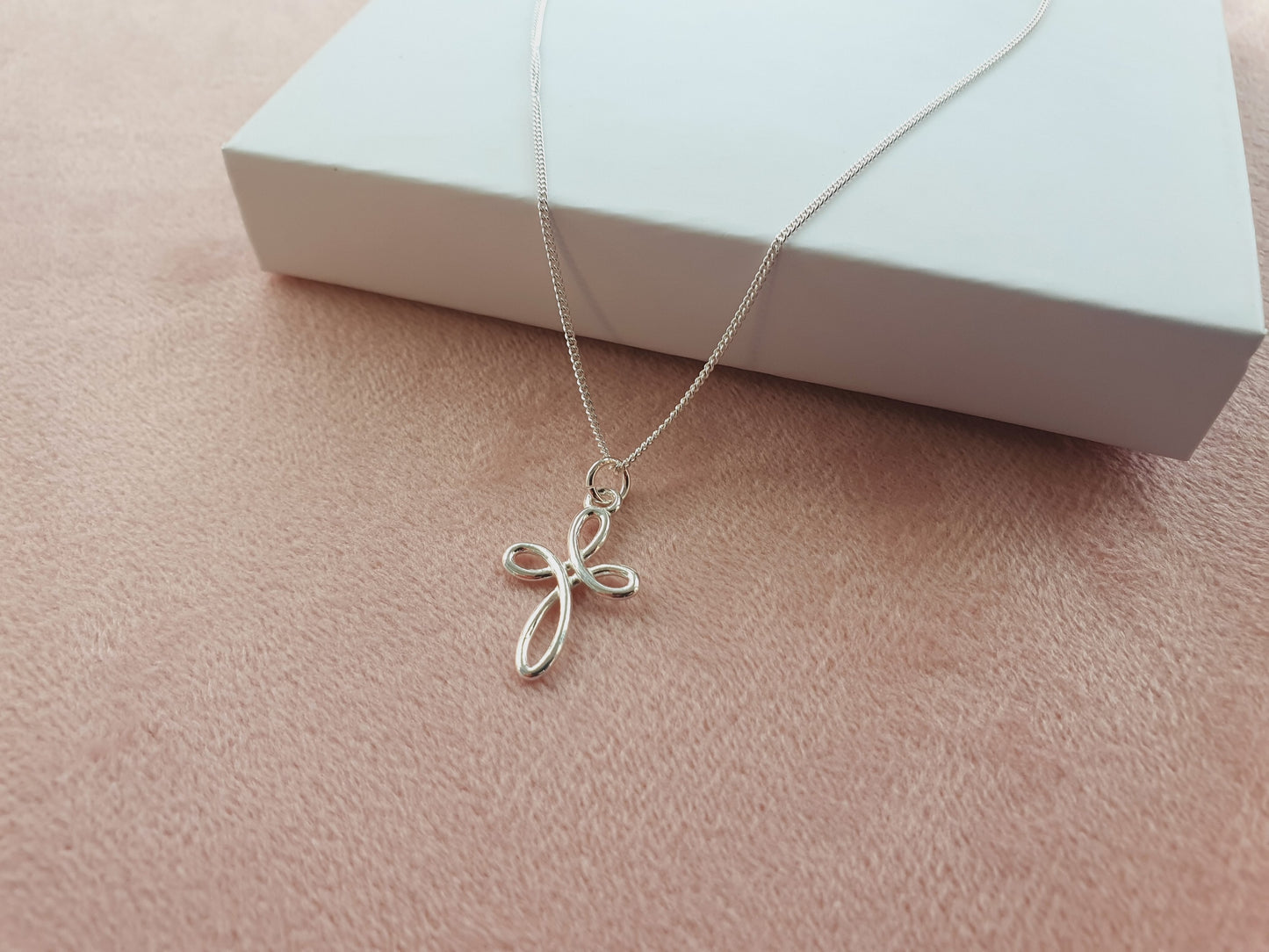 First Holy Communion Eternity Cross Necklace in Sterling Silver 925, Personalised Keepsake Gift