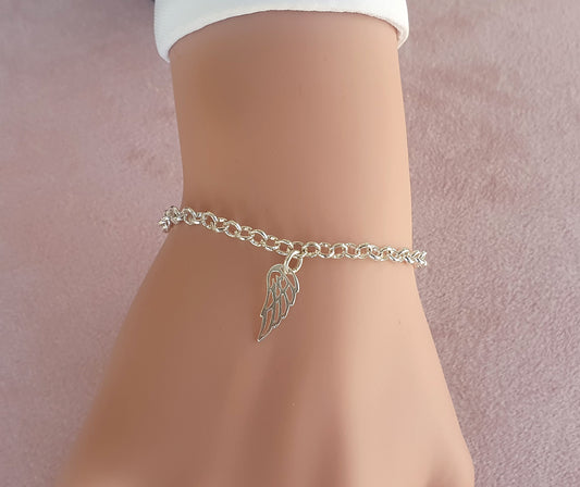 Charmed Angel Wing Link Bracelet, Adjustable for Women and Girl's