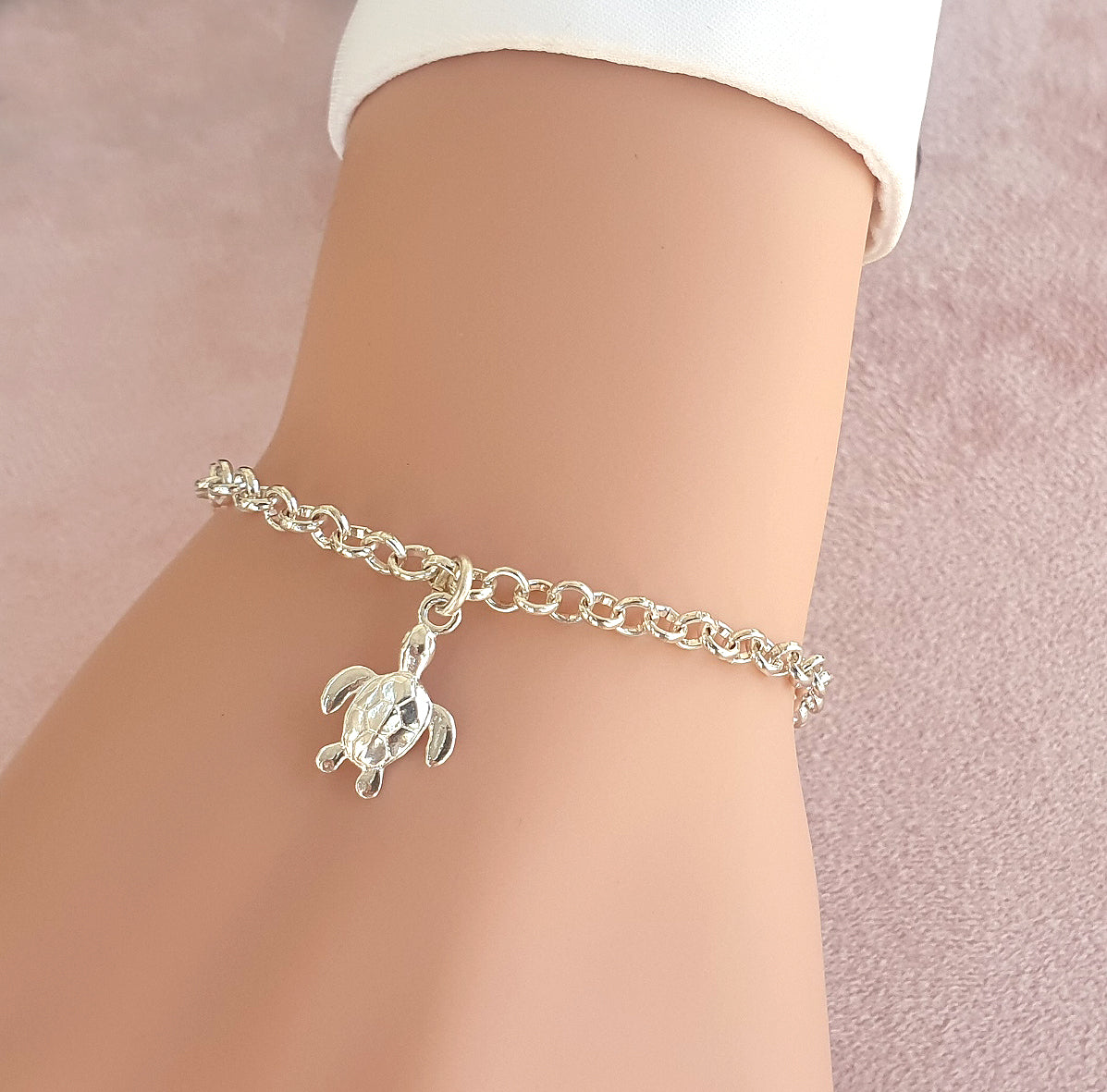 Charmed Turtle Link Bracelet, Adjustable for Women and Girl's