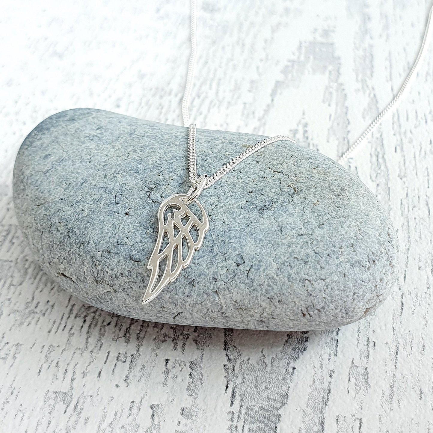 21st Birthday Angel Wing Necklace in Sterling Silver 925, Personalised Jewellery Gift