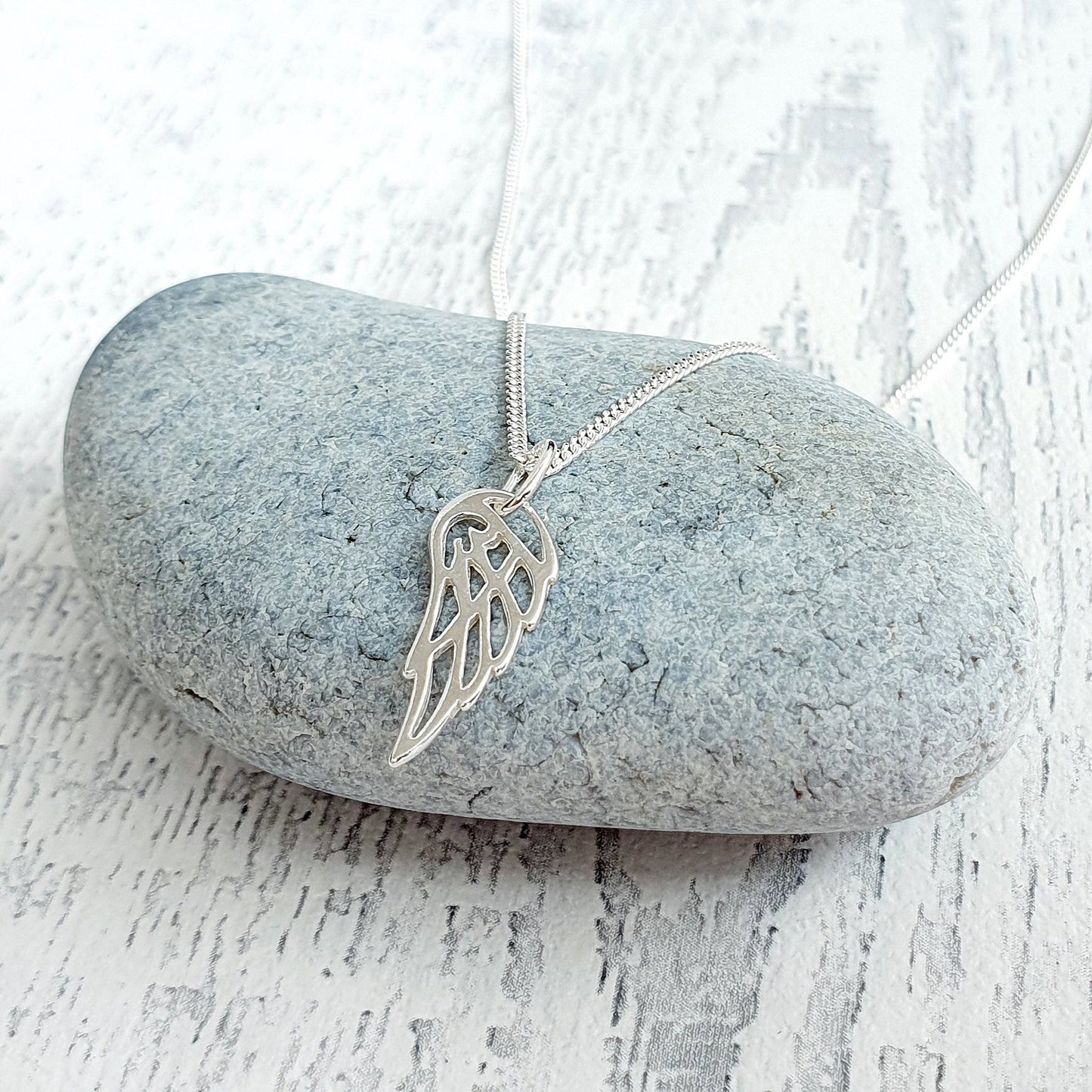 Godmother Gift, Angel Wing Necklace in Sterling Silver 925, Personalised Jewellery Gift
