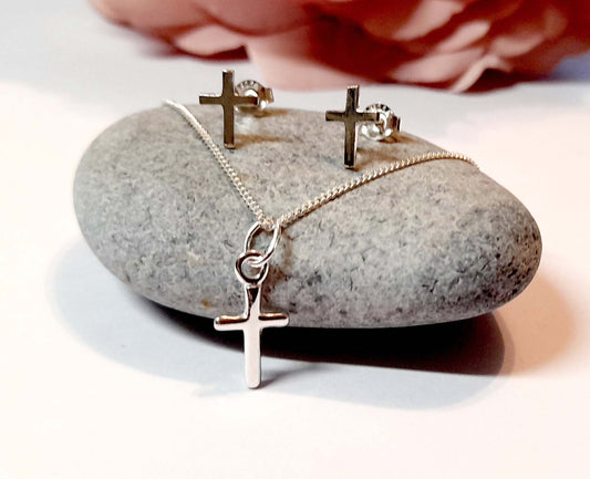Cross Necklace and Stud Earrings Gift Set