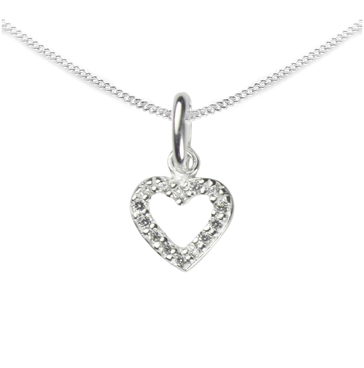 13th Birthday Heart Necklace with Cubic Zirconia in Sterling Silver 925, Personalised Gift