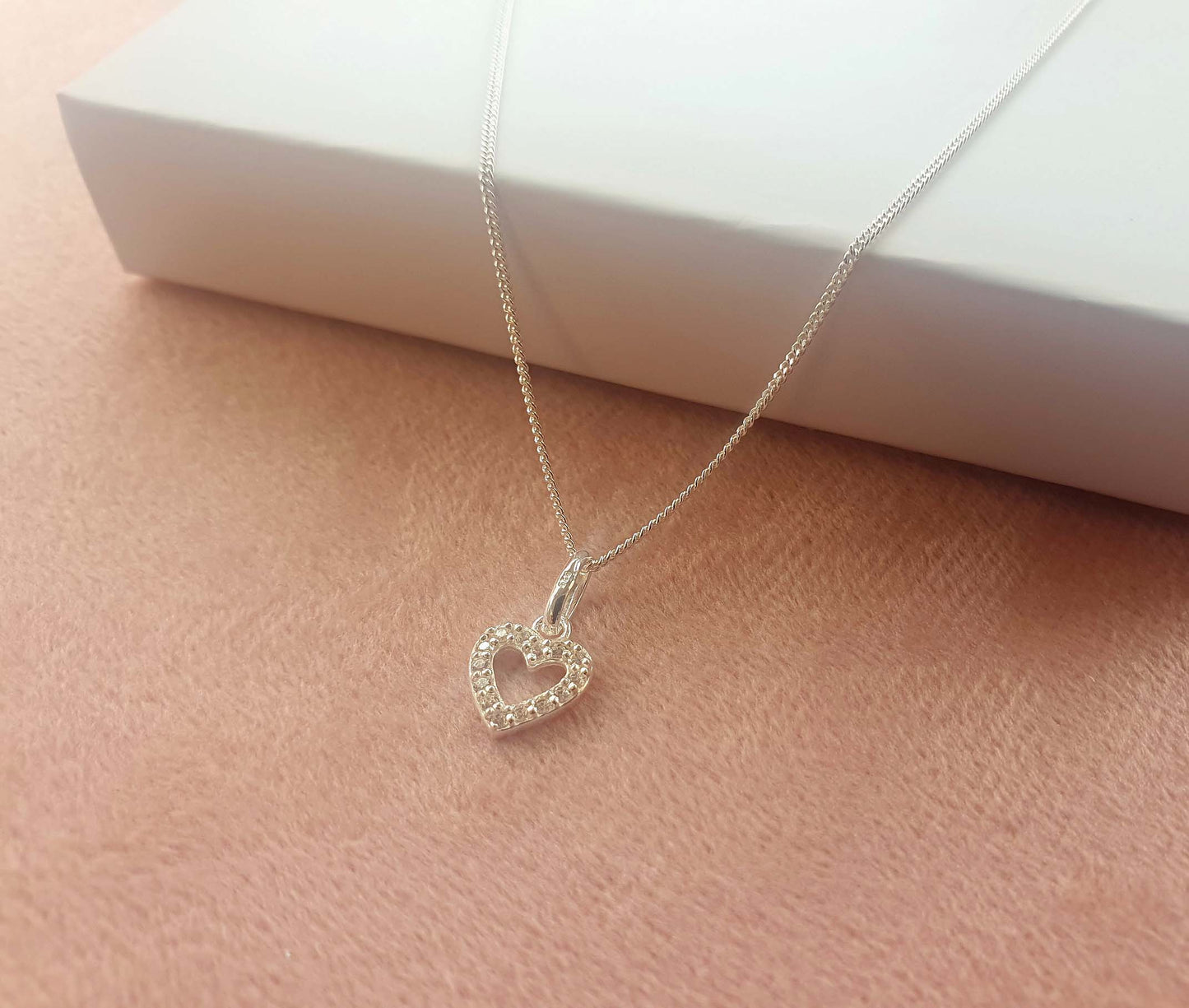 Daughter Heart Necklace with Cubic Zirconia in Sterling Silver 925, Personalised Jewellery Gift