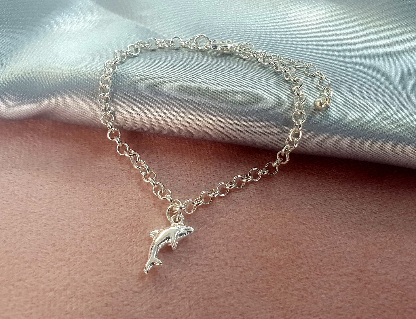 13th Birthday Dolphin Link Bracelet Gift for Teenage Girl's, Personalised Bracelet, Message Jewellery