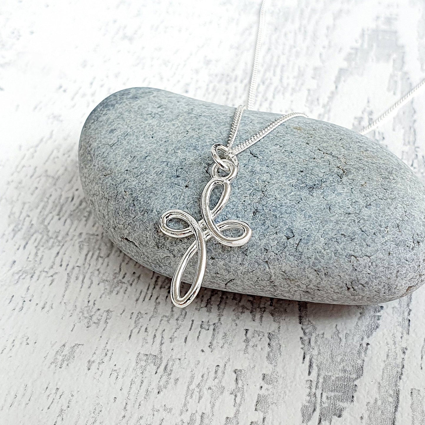 First Holy Communion Gift, Eternity Cross Necklace in Sterling Silver 925, Personalised Jewellery Gift