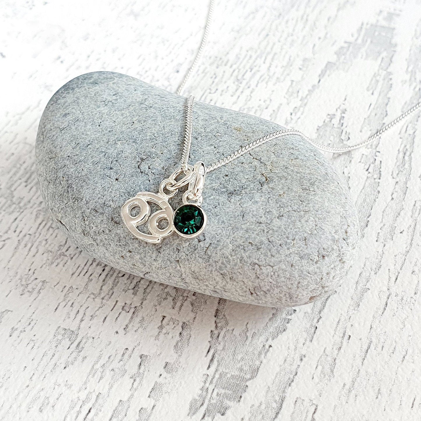 Zodiac Birthstone Necklace Sterling Silver 925, Personalised Jewellery