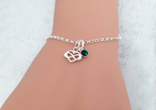 Infinity Heart 925 Sterling Silver Link Bracelet with Optional Birthstone - Includes a Personalised Gift Message