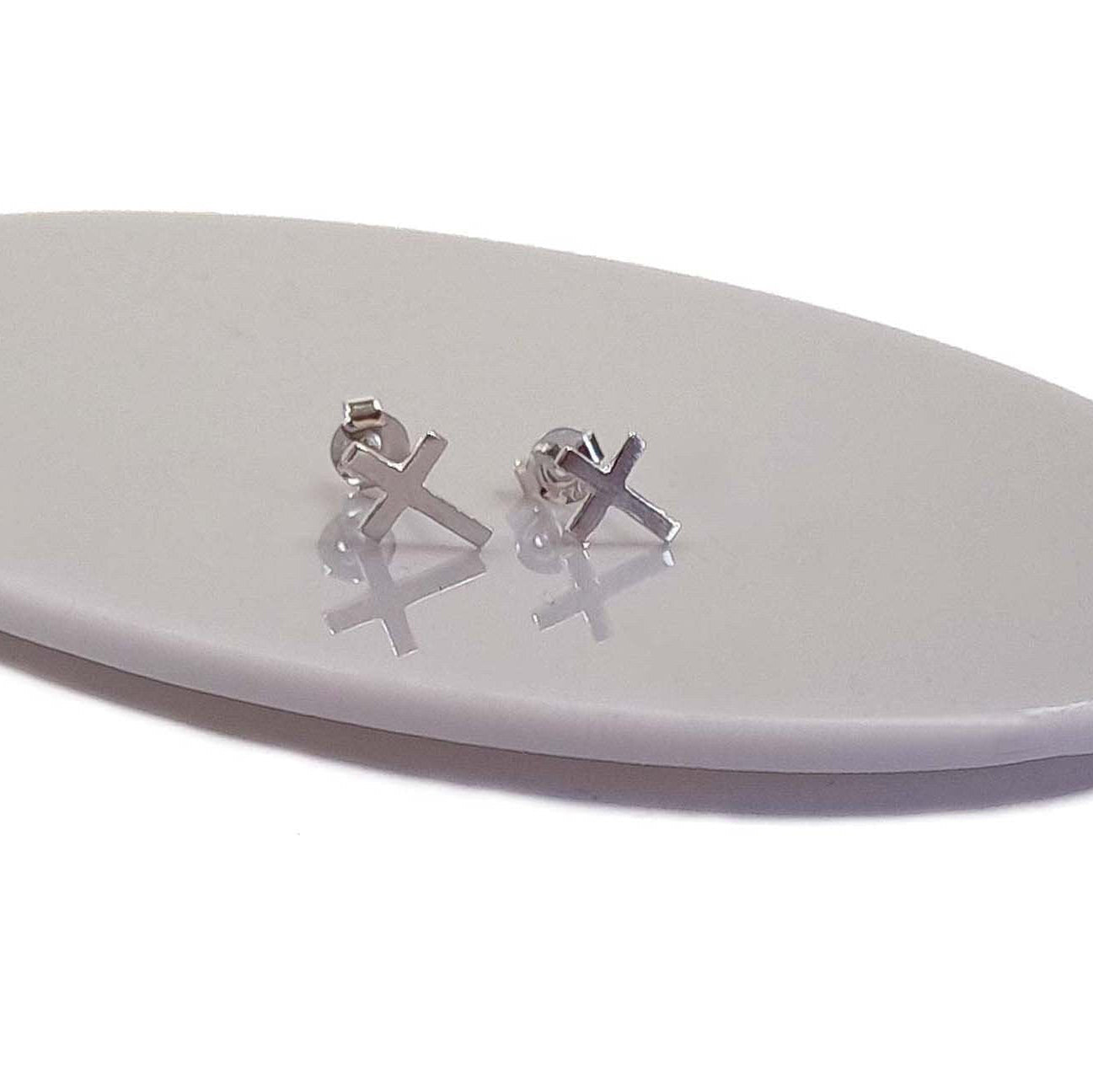 Cross 925 Sterling Silver Stud Earrings  -  Includes a Personalised Gift Message