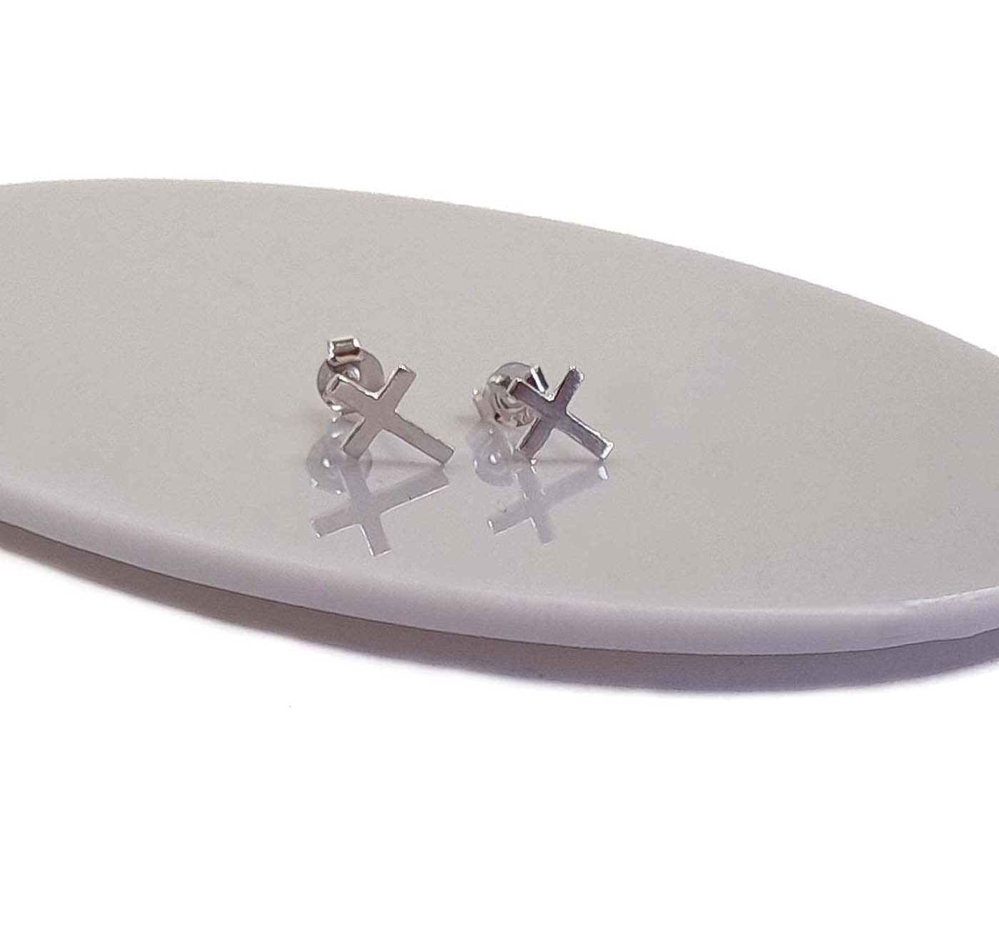 Cross 925 Sterling Silver Stud Earrings  -  Includes a Personalised Gift Message