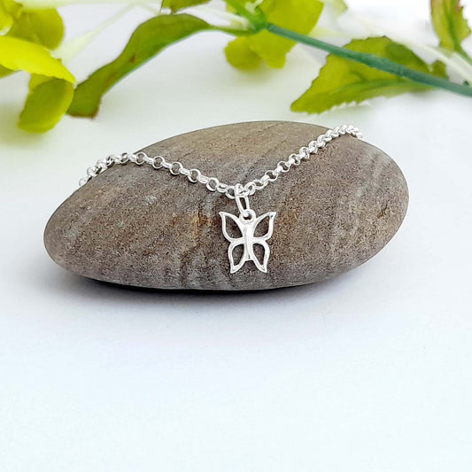 Open Butterfly 925 Sterling Silver Link Bracelet - Includes a Personalised Gift Message
