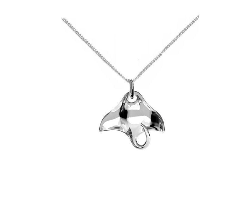 Manta Ray 925 Sterling Silver Necklace  - Available in 14",16",18" & 20" Chains - Includes a Personalised Gift Message