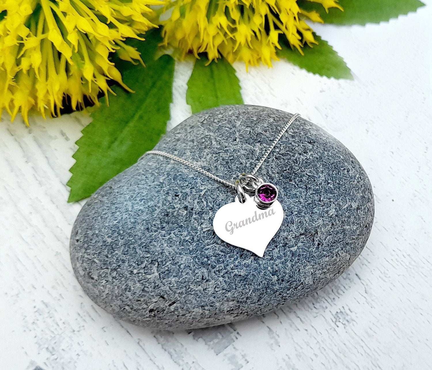 Single Heart Upside Down Birthstone Necklace with Accents - PaulaMax Jewelry