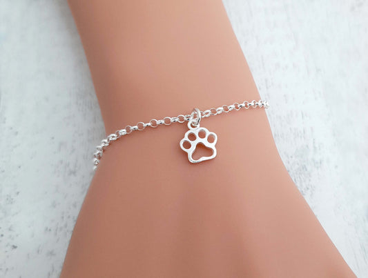 Open Paw Link Bracelet 925 Sterling Silver, Gift for Women and girls