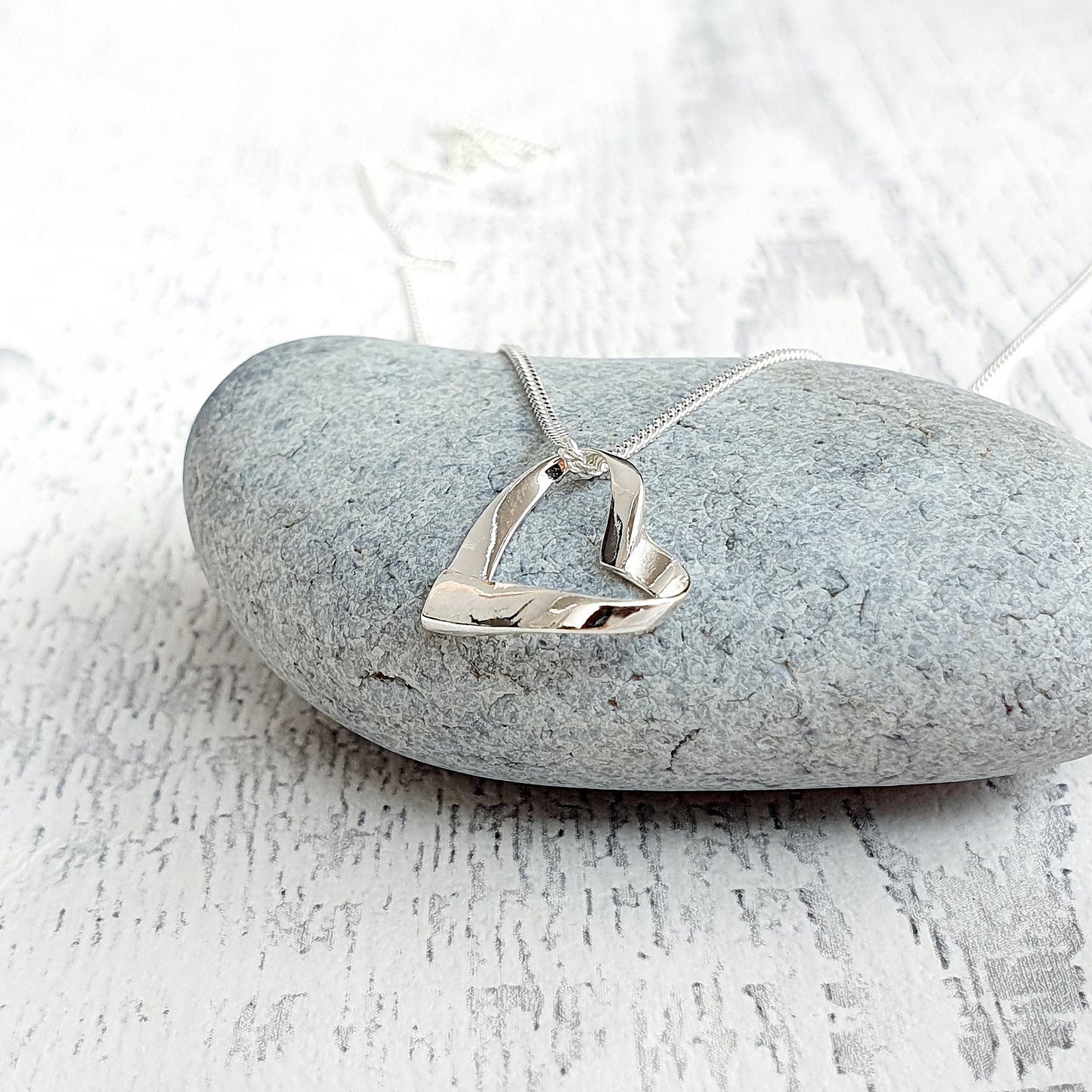 Granddaughter Gift Ribbon Heart Necklace in Sterling Silver 925 | Personalised Jewellery Gift