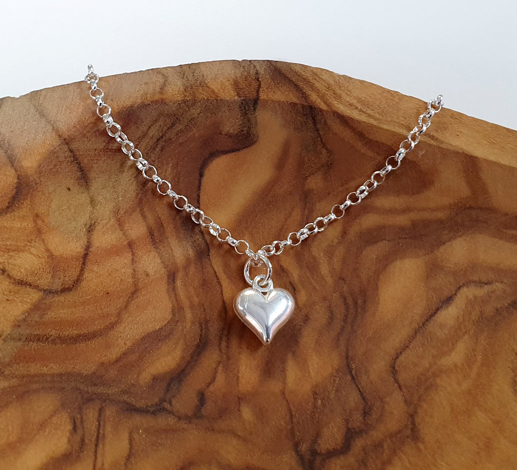 13th Birthday Puffy Heart Bracelet in Sterling Silver 925 - Personalised Jewellery Gift